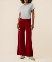 Meg Corduroy High Rise Wide Leg in Red