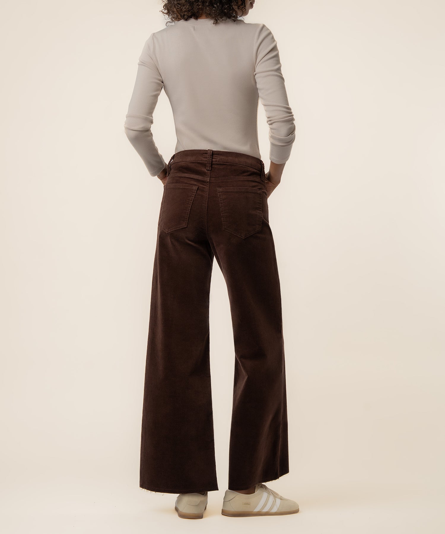 Meg Corduroy High Rise Wide Leg, Petite in Truffle