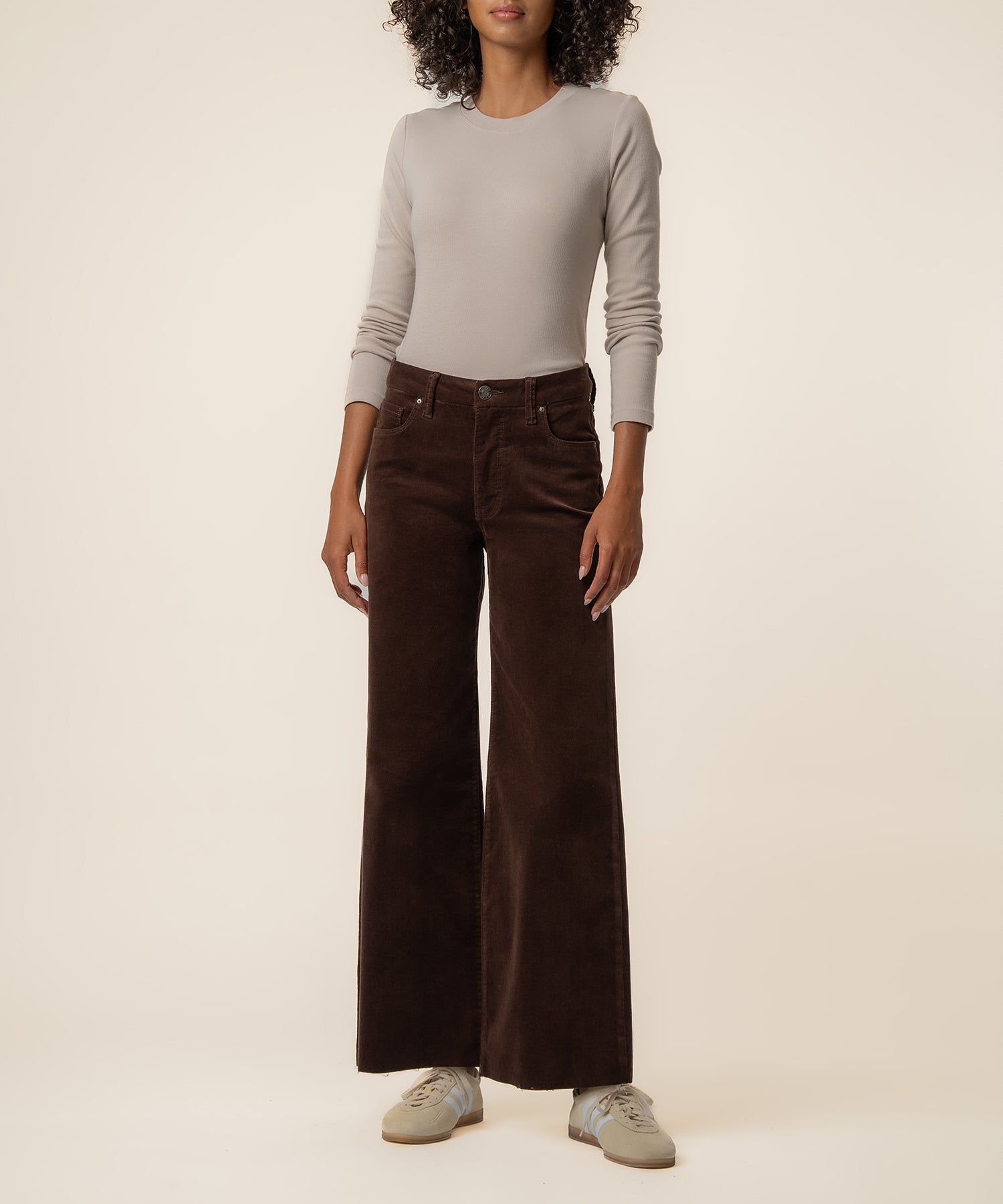 Meg Corduroy High Rise Wide Leg, Petite in Truffle