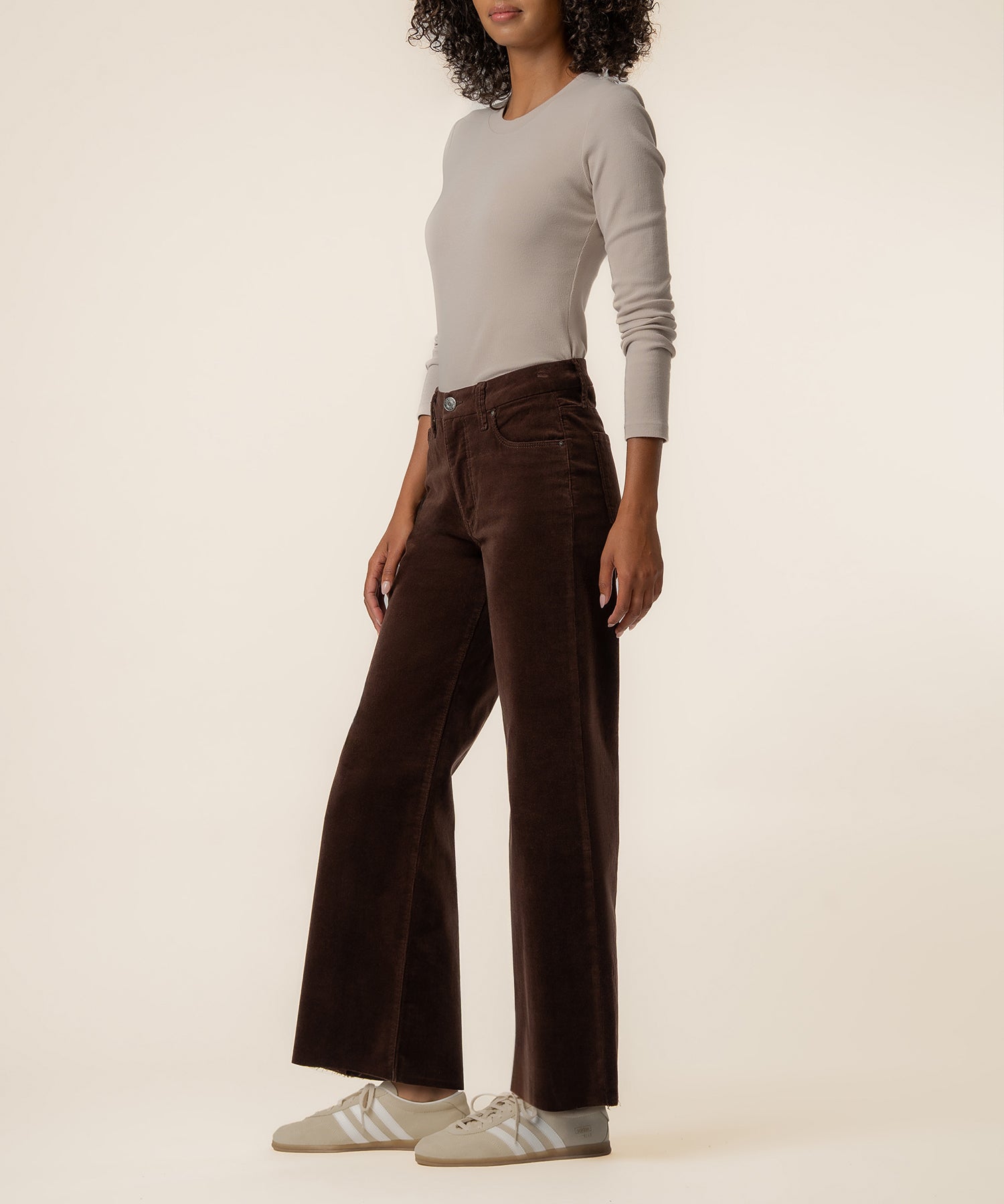 Meg Corduroy High Rise Wide Leg, Petite in Truffle
