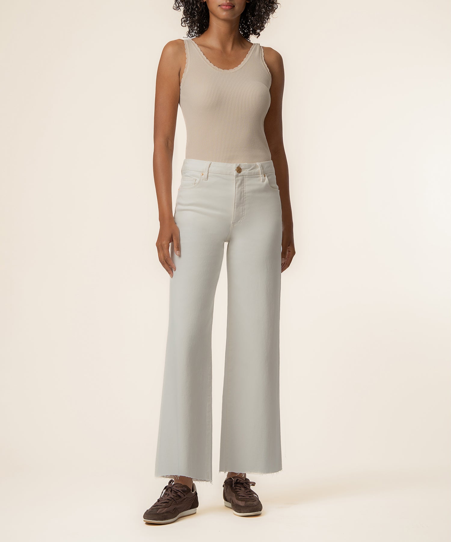 Meg High Rise Wide Leg in Ecru