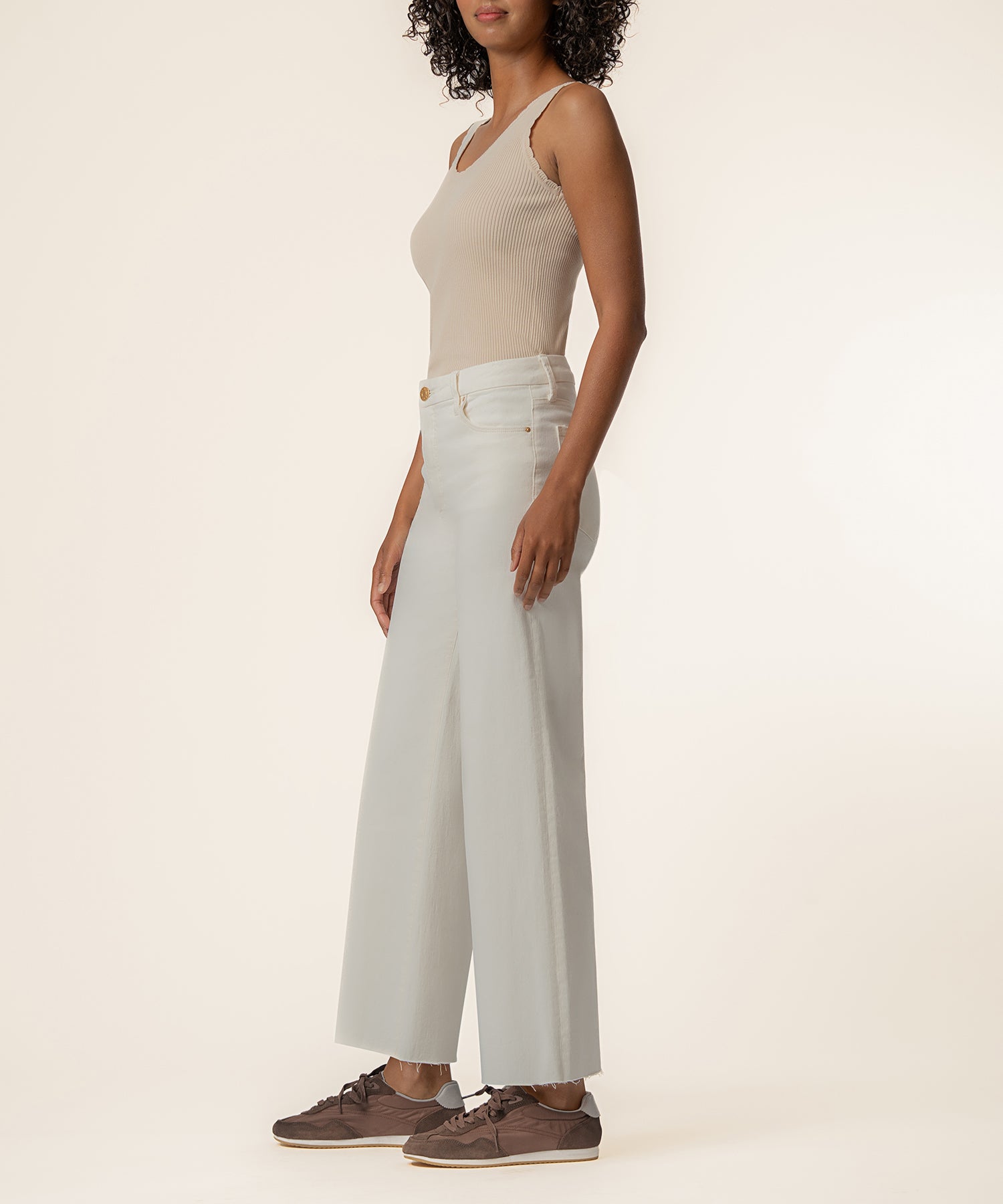 Meg High Rise Wide Leg in Ecru