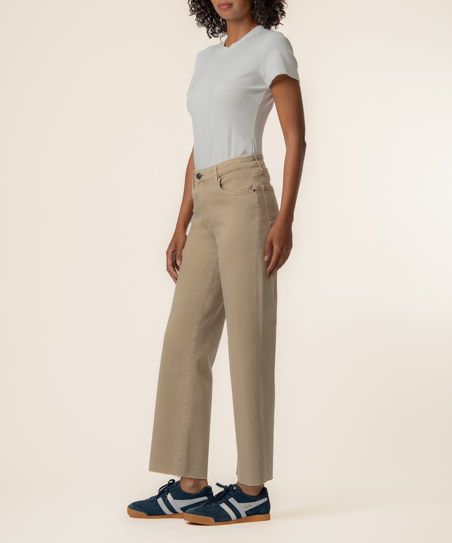 Charlotte Twill High Rise Wide Leg in Oat