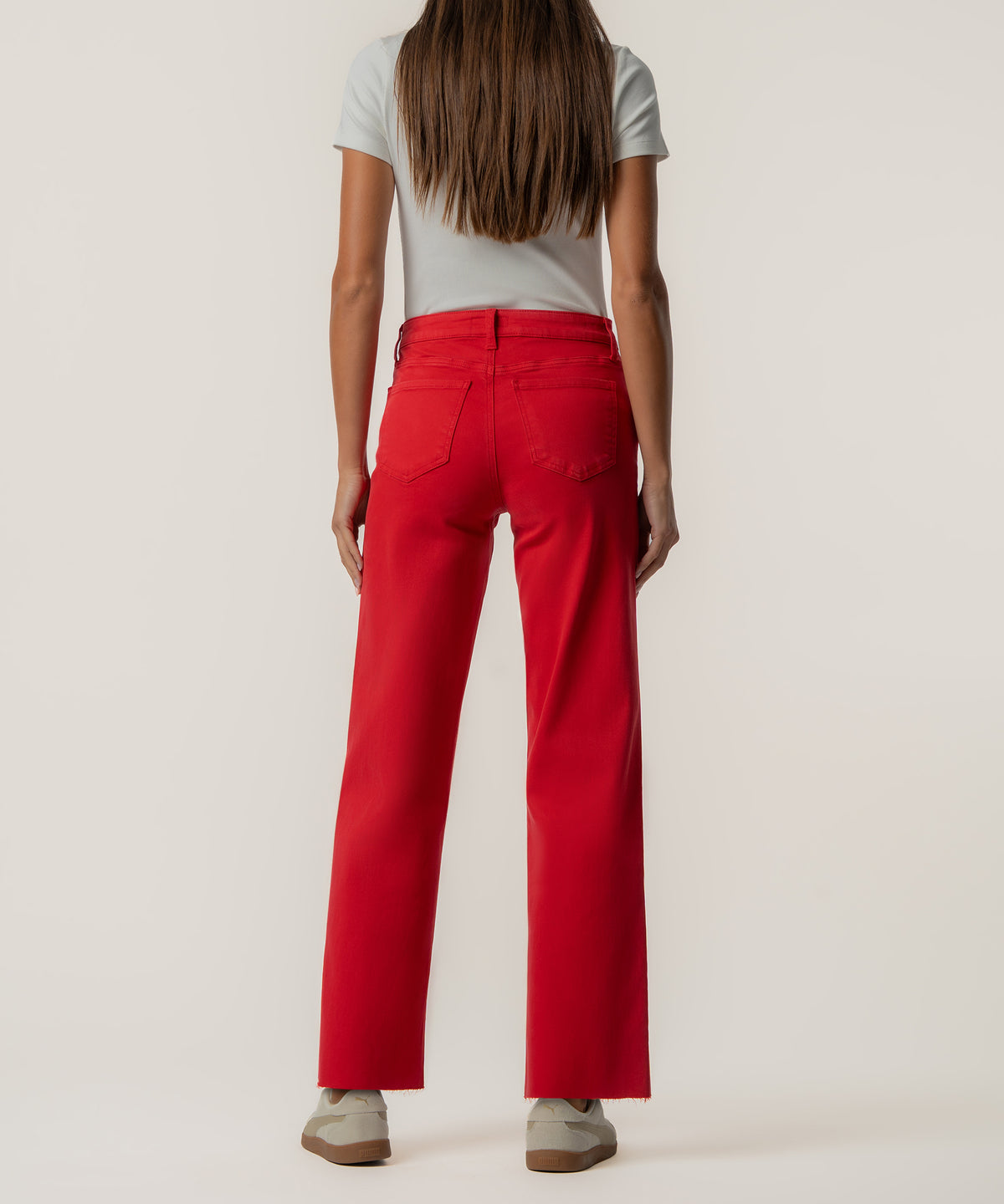 Charlotte High Rise Wide Leg Long Inseam, Exclusive in Scarlet Red