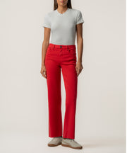 Charlotte High Rise Wide Leg Long Inseam, Exclusive in Scarlet Red