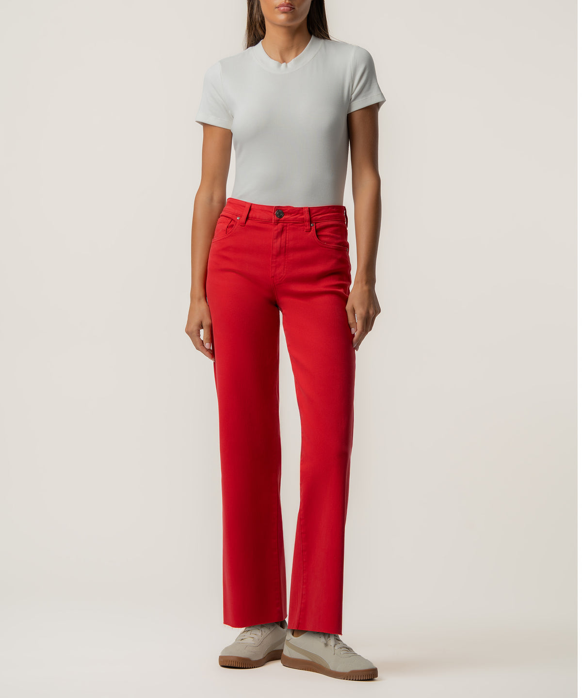Charlotte High Rise Wide Leg Long Inseam, Exclusive in Scarlet Red