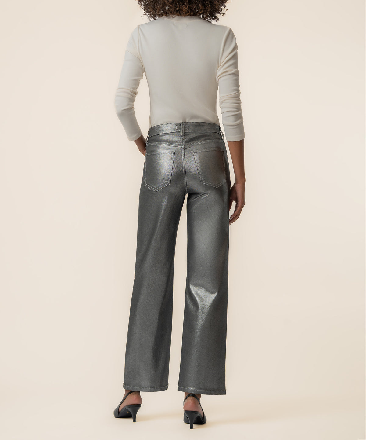 Charlotte High Rise Wide Leg in Matte Silver