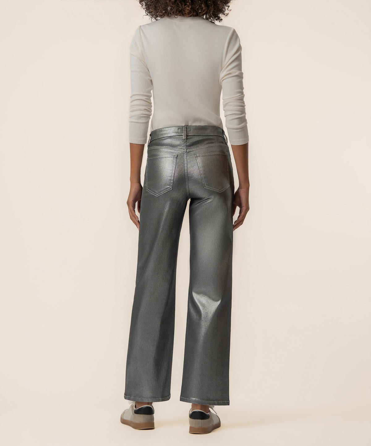 Charlotte High Rise Wide Leg in Matte Silver