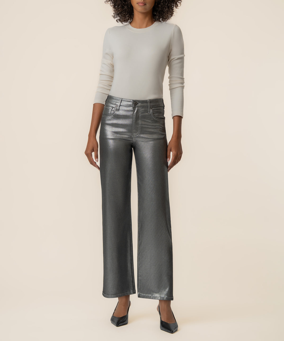 Charlotte High Rise Wide Leg in Matte Silver