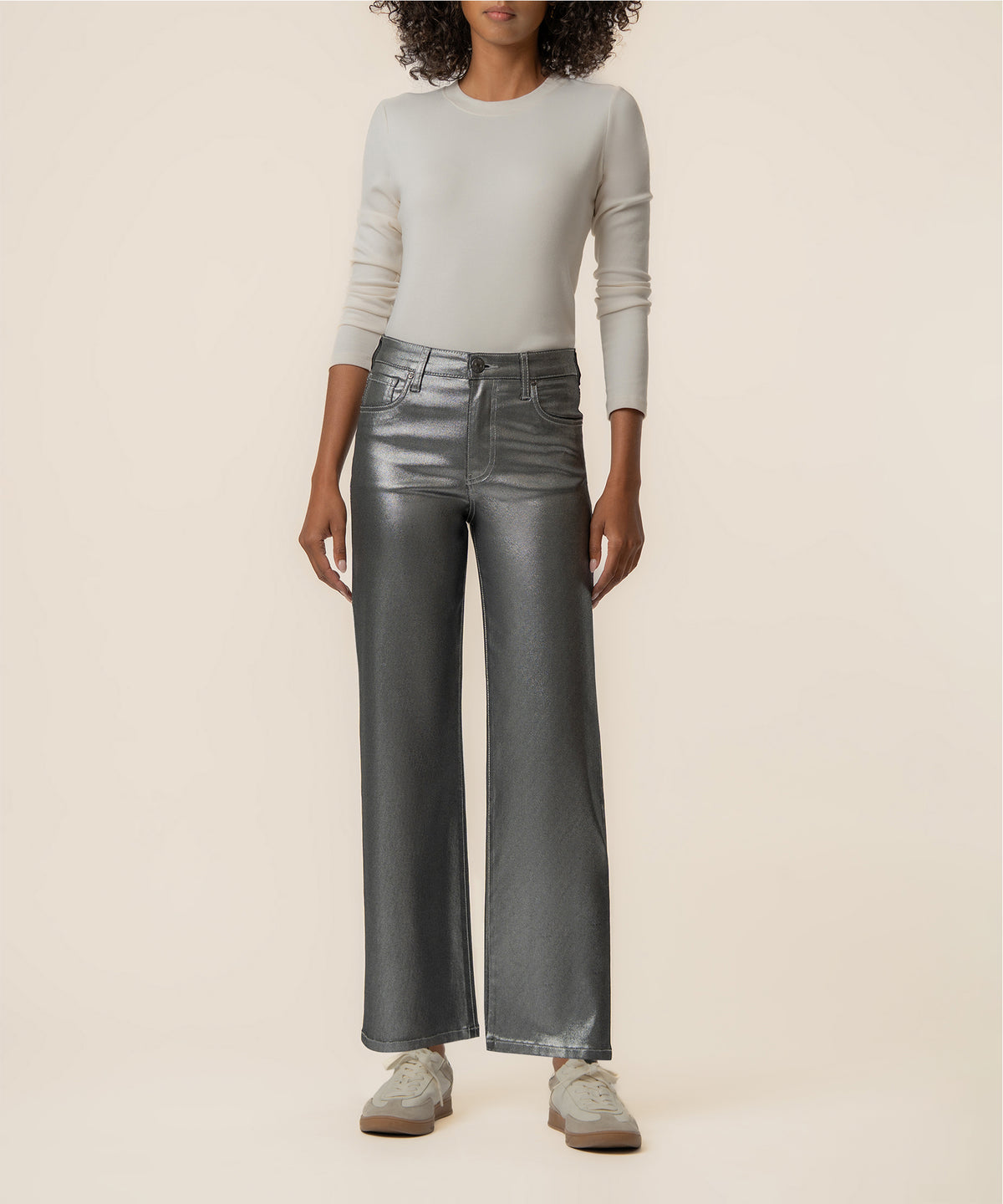 Charlotte High Rise Wide Leg in Matte Silver