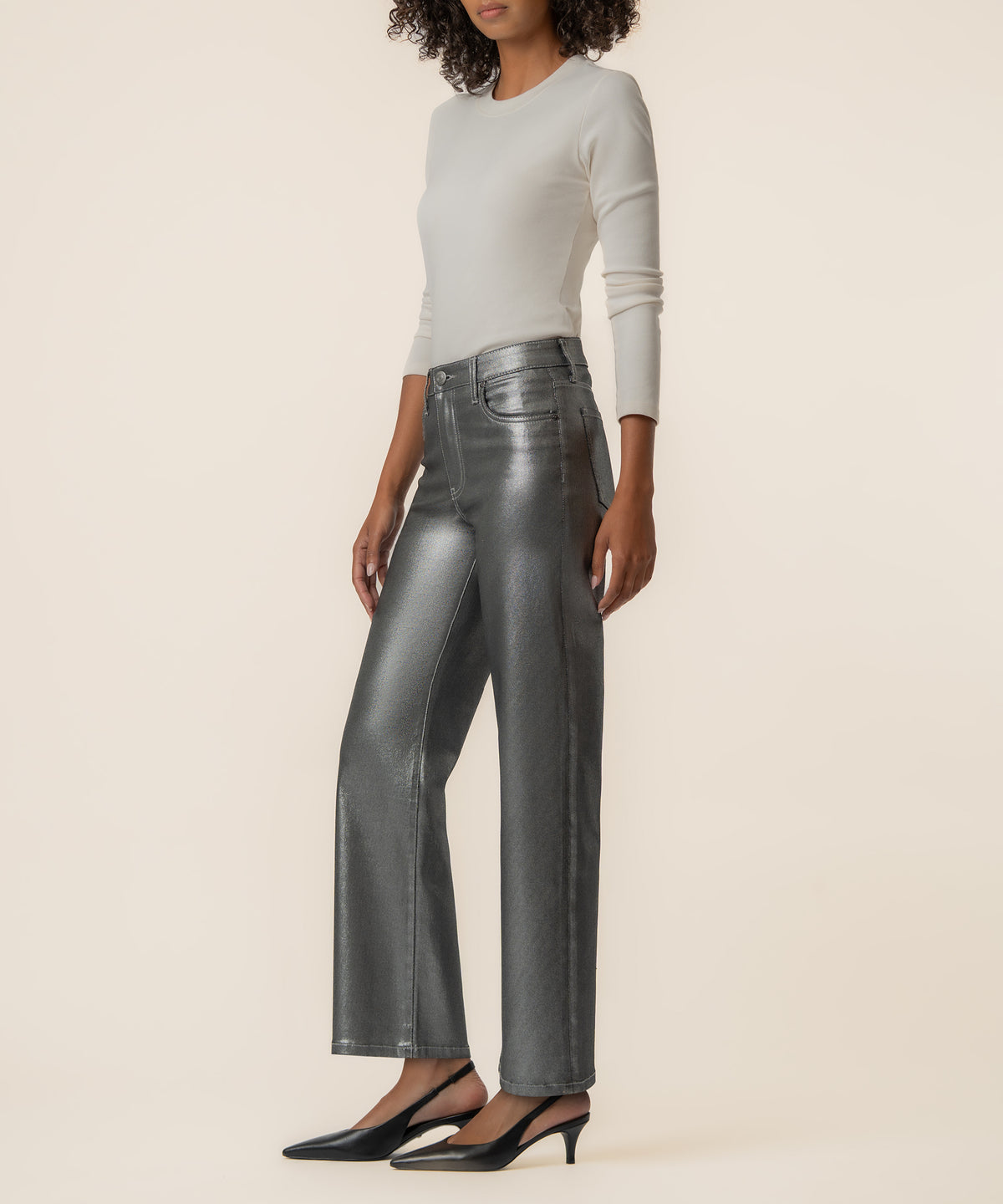 Charlotte High Rise Wide Leg in Matte Silver