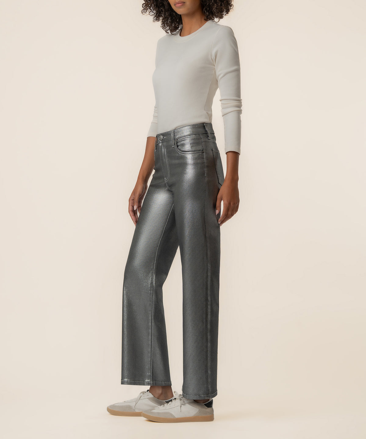 Charlotte High Rise Wide Leg in Matte Silver