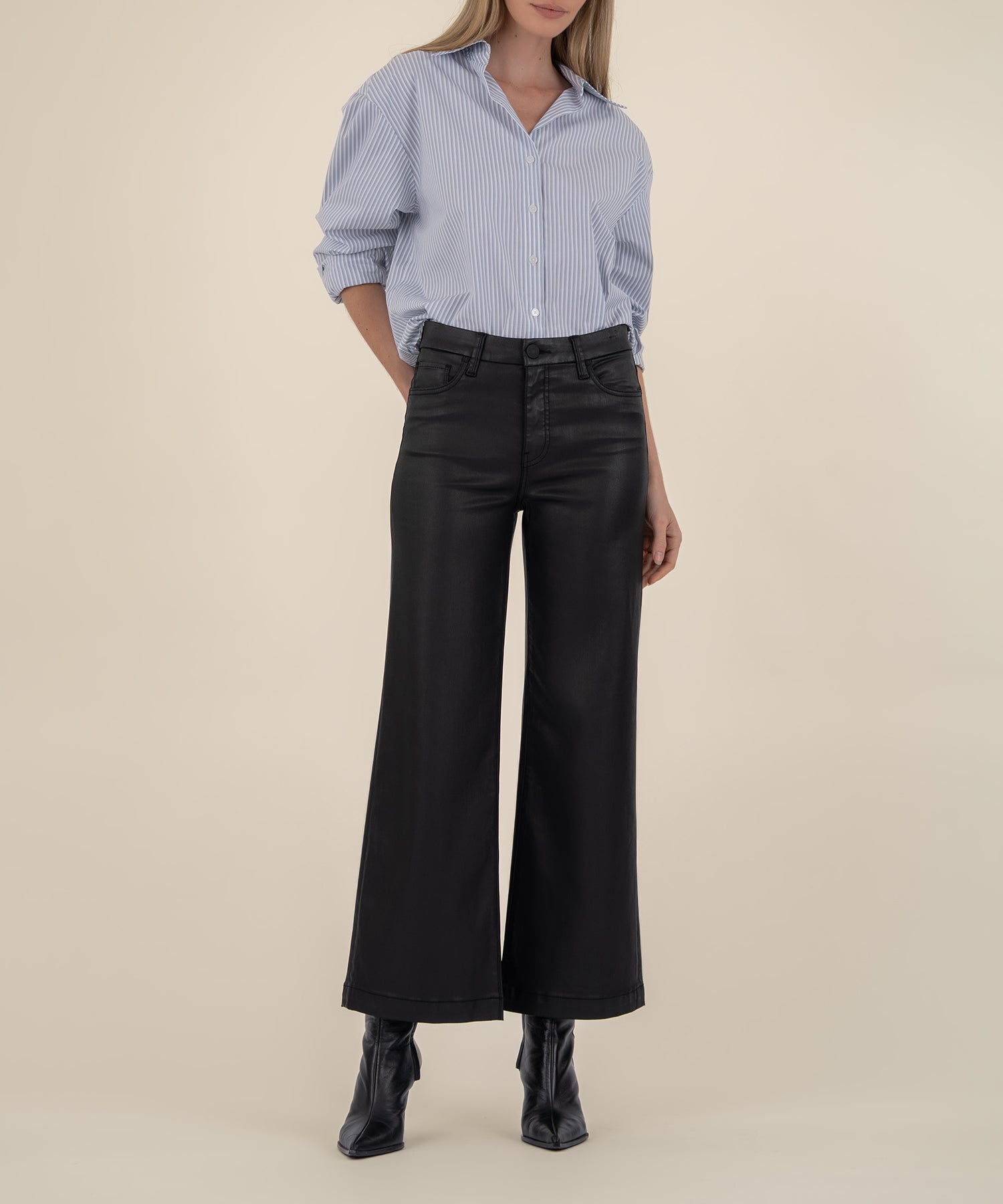 Meg Coated High Rise Wide Leg