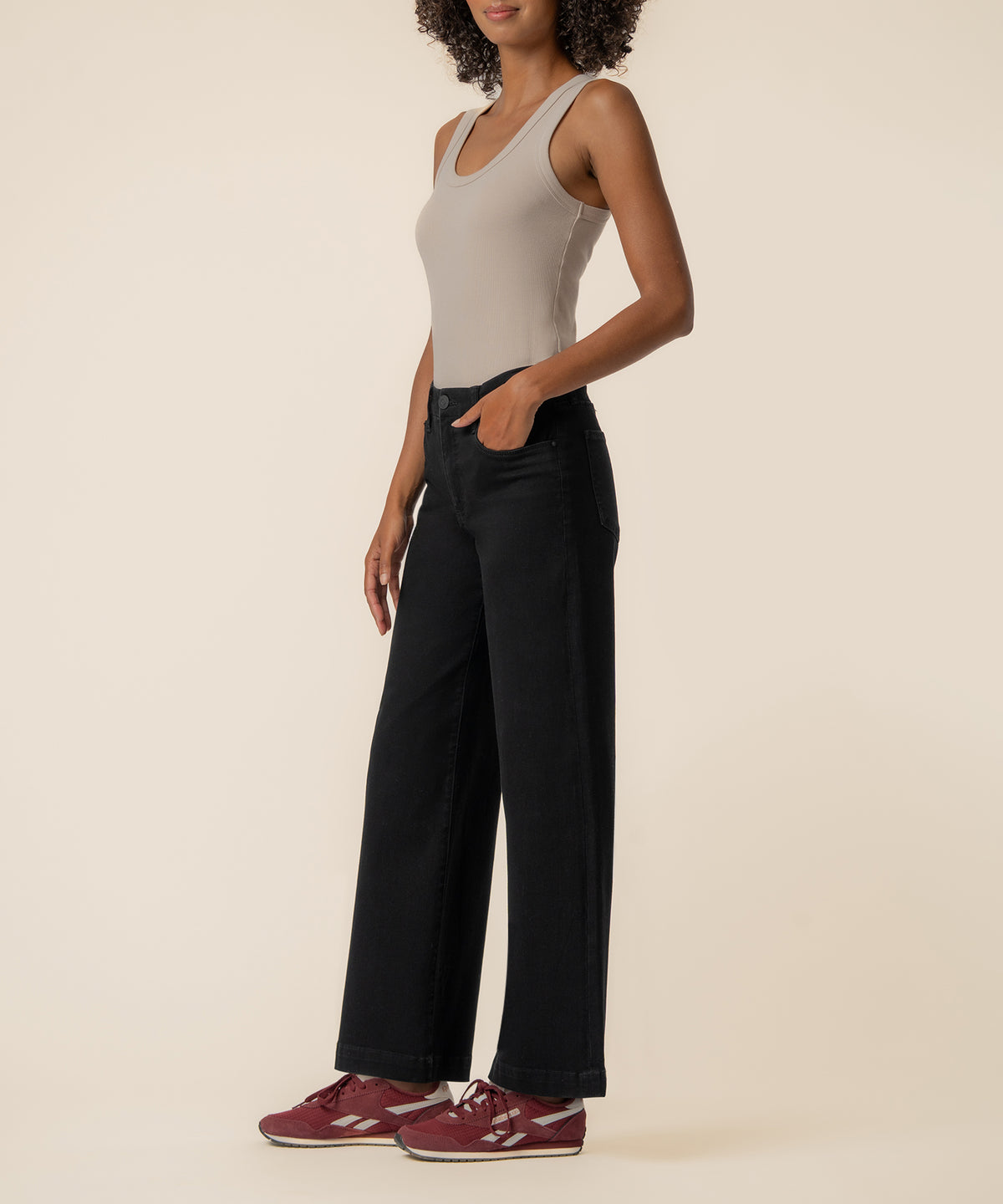 Meg High Rise Wide Leg Long Inseam in Black
