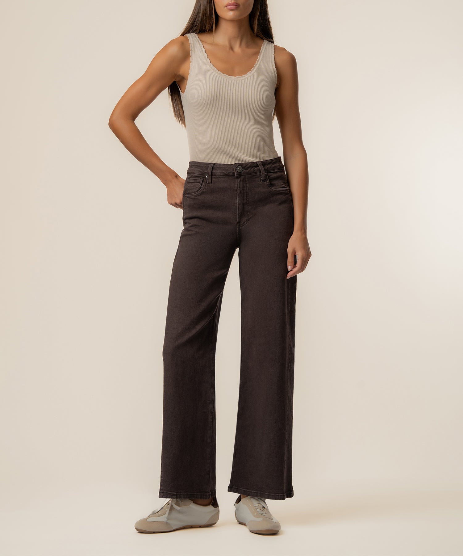 Meg High Rise Wide Leg in Chocolate