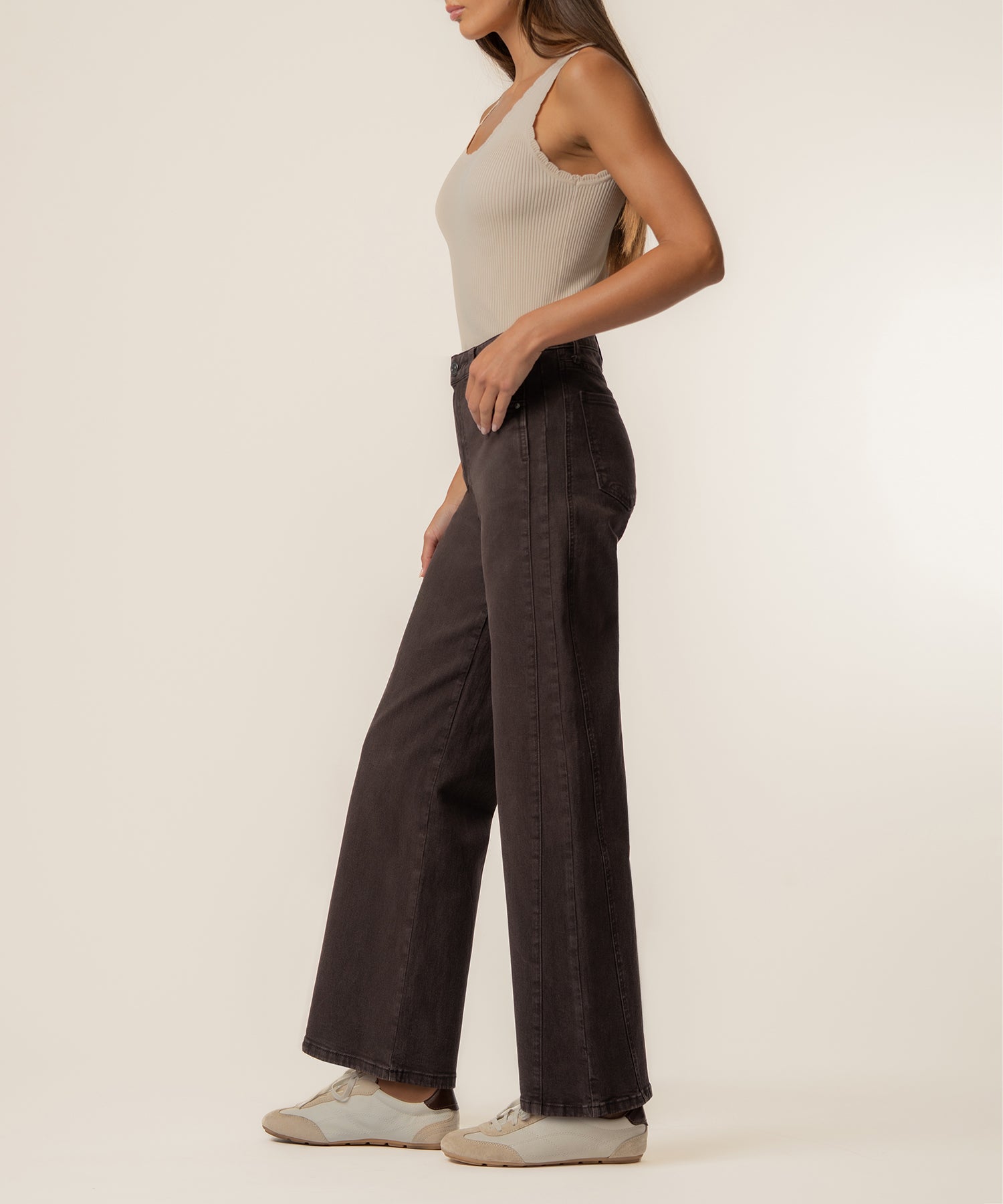 Meg High Rise Wide Leg, Petite in Chocolate