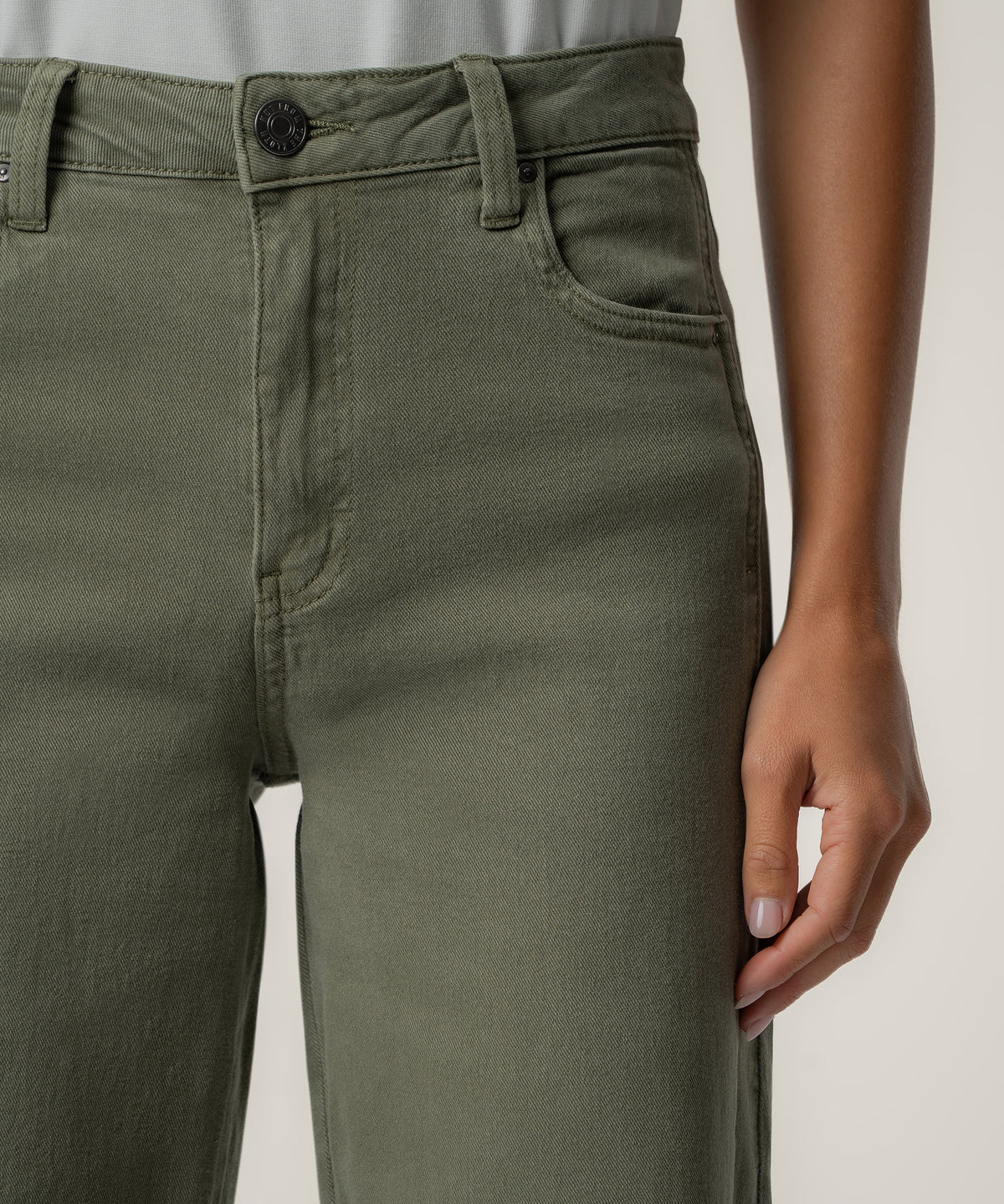 Meg High Rise Wide Leg, Long Inseam in Juniper Green