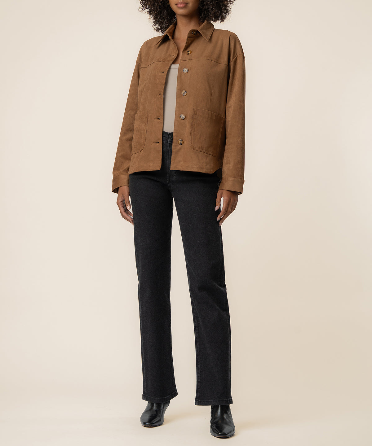 Ellie Faux Suede Jacket in Whiskey