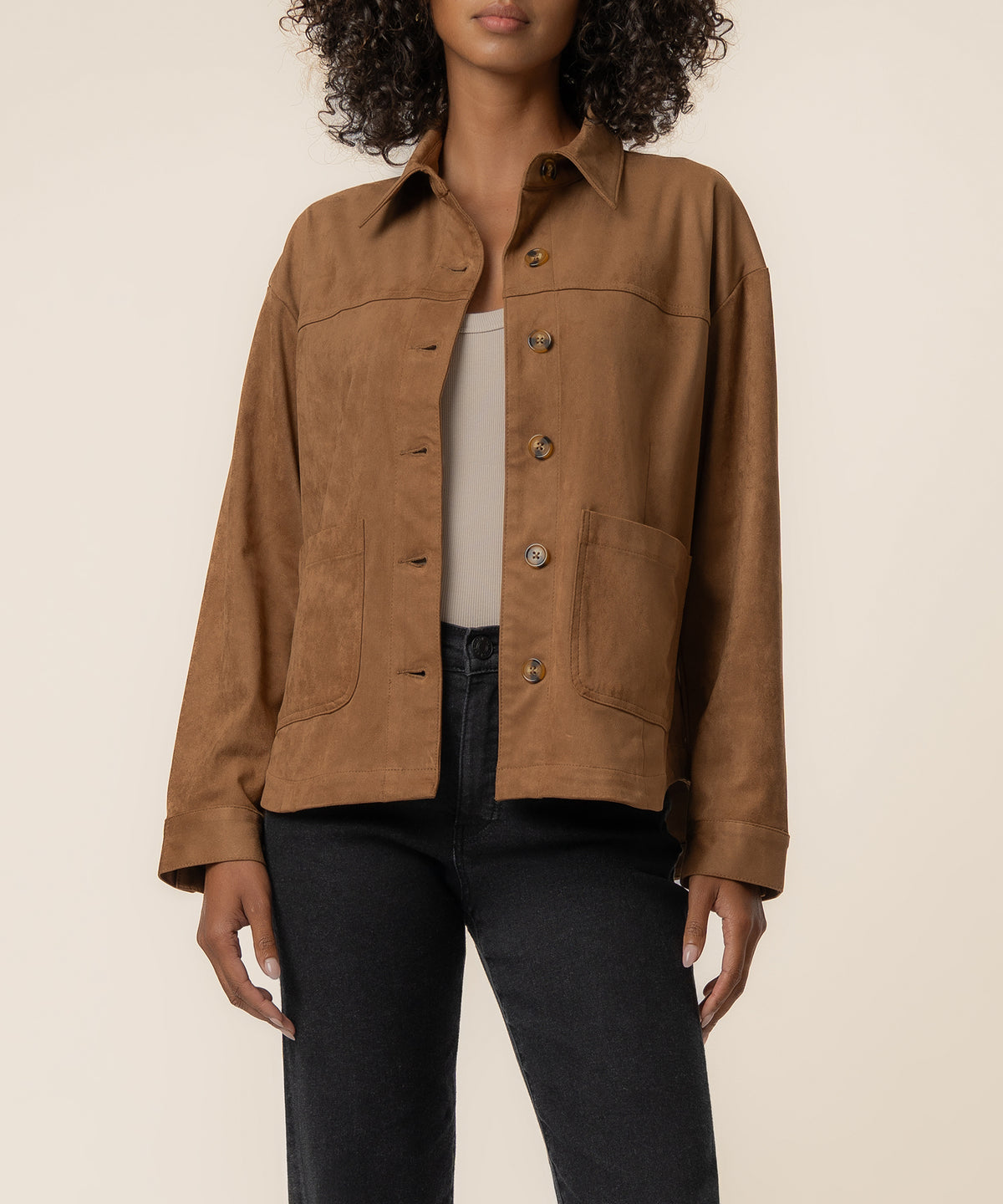 Ellie Faux Suede Jacket in Whiskey