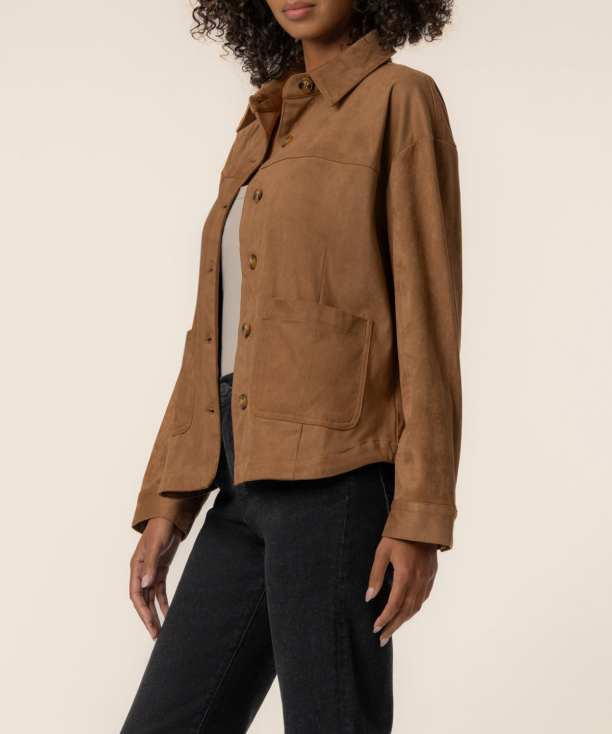 Ellie Faux Suede Jacket in Whiskey