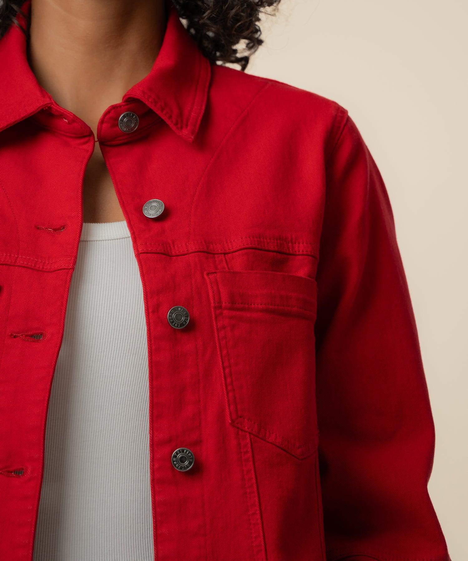 Bailey Denim Jacket in Ruby Red