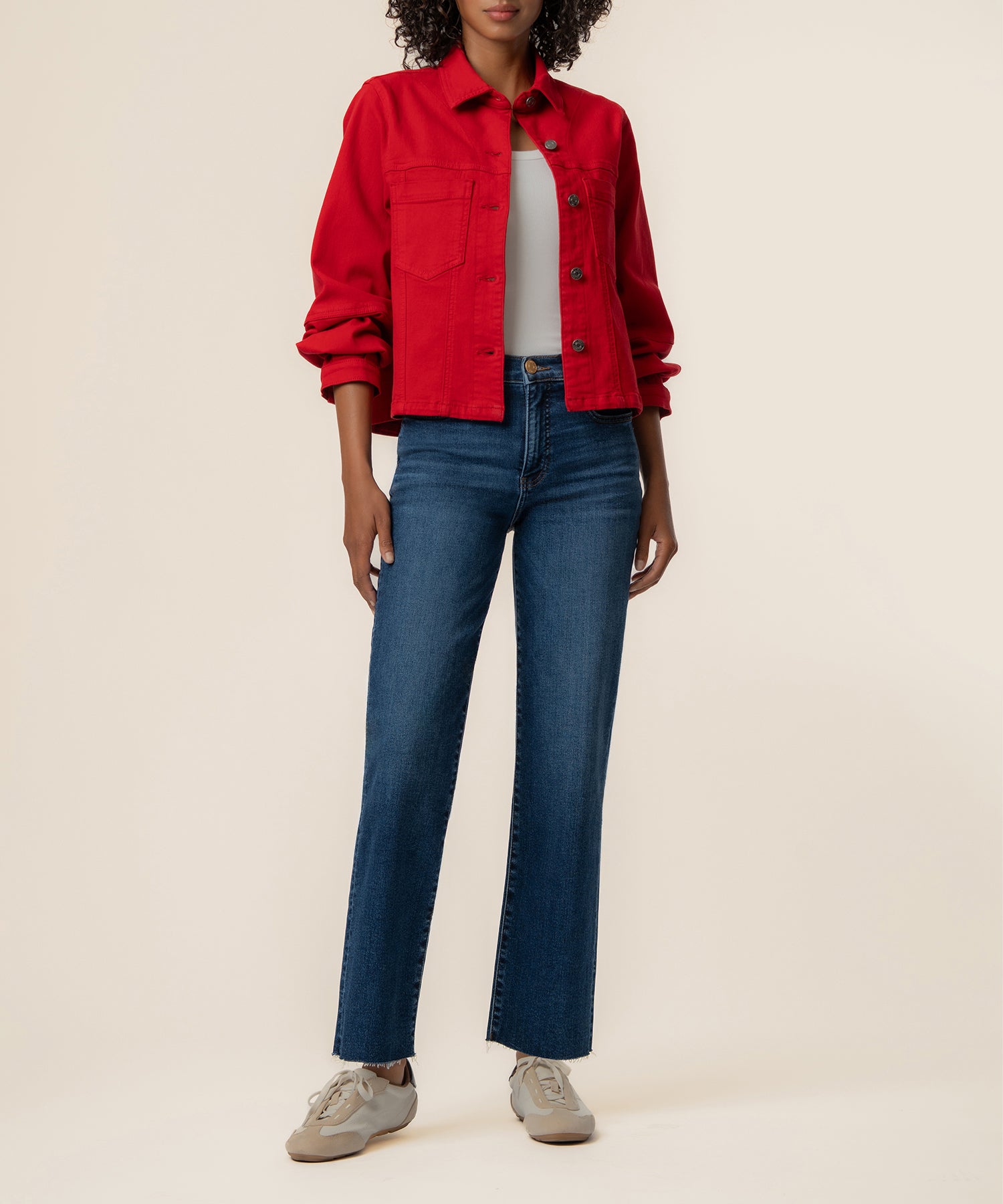 Bailey Denim Jacket in Ruby Red