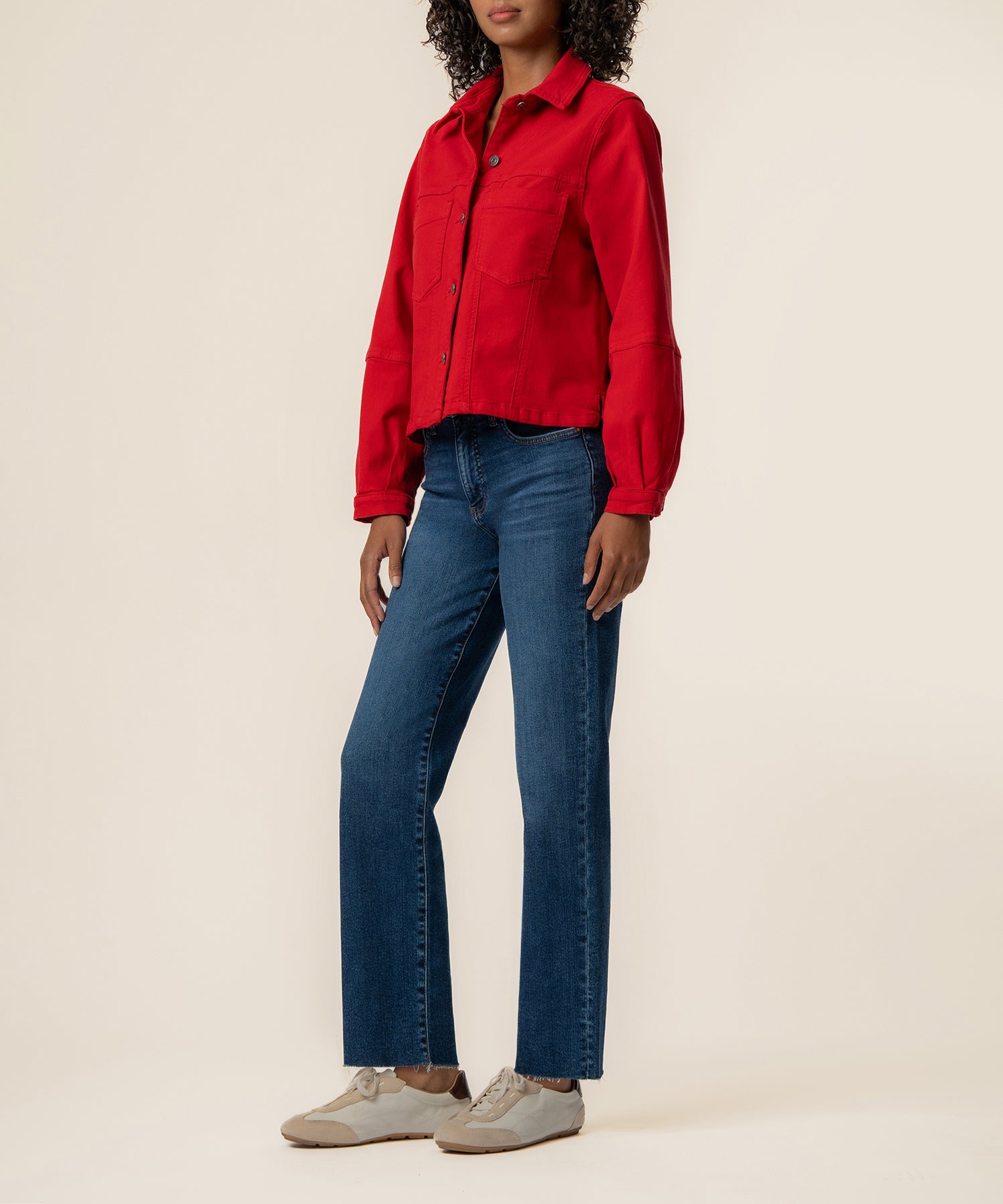 Bailey Denim Jacket in Ruby Red