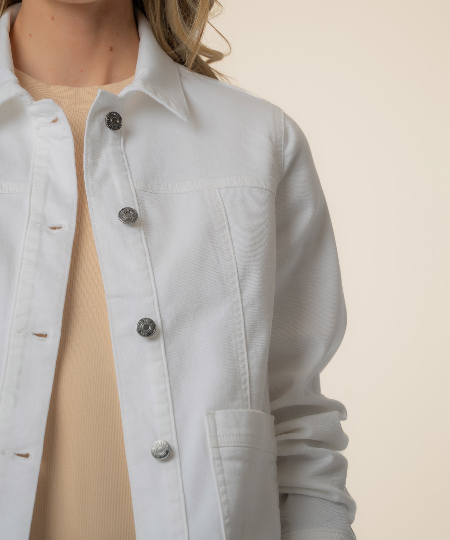 Matilda Crop Trucker Jacket in White