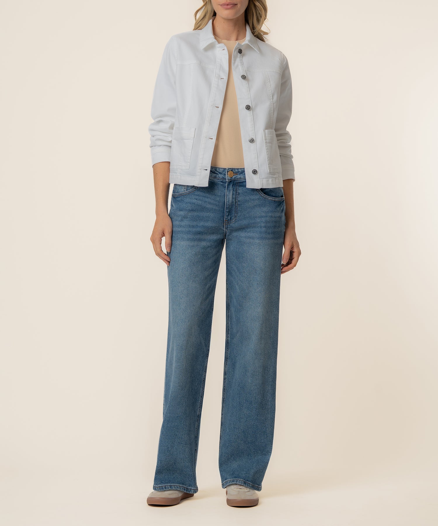 Matilda Crop Trucker Jacket in White
