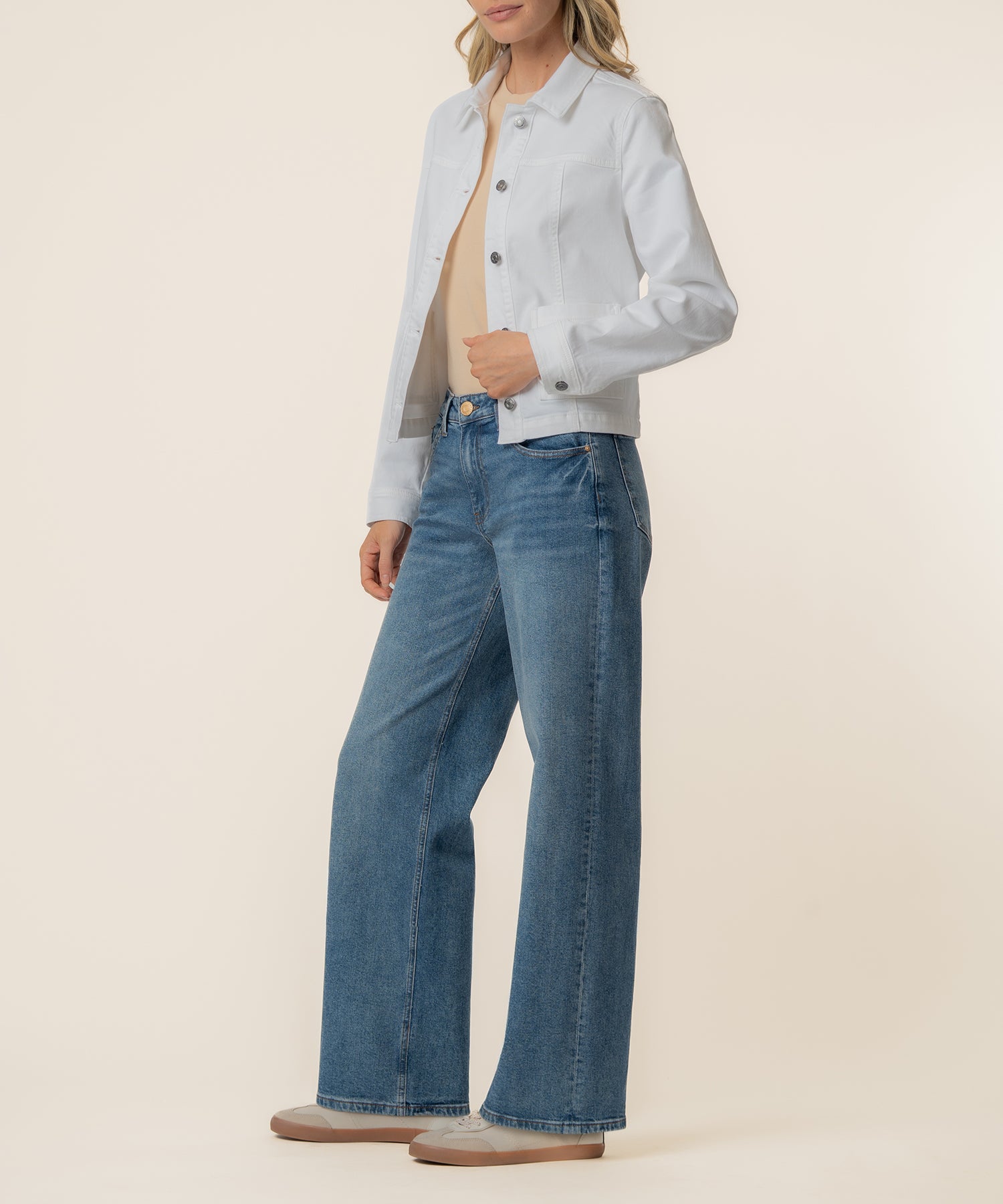 Matilda Crop Trucker Jacket in White