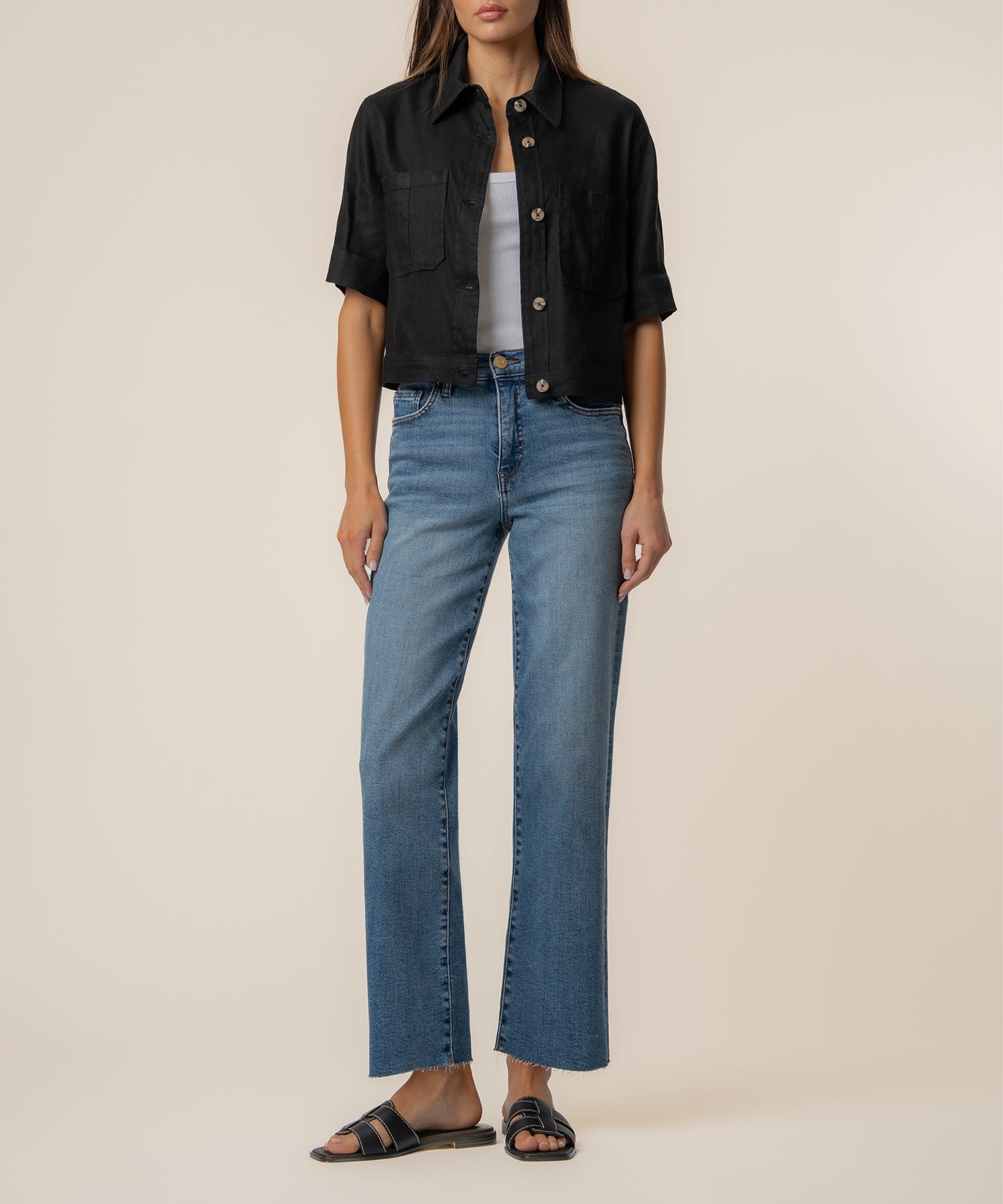 Finly Linen Jacket in Black - Kut from the Kloth