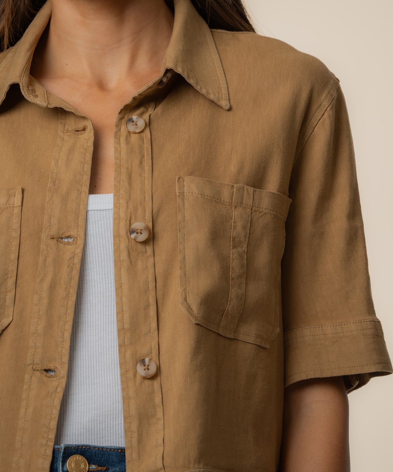 Finly Linen Jacket in Wood