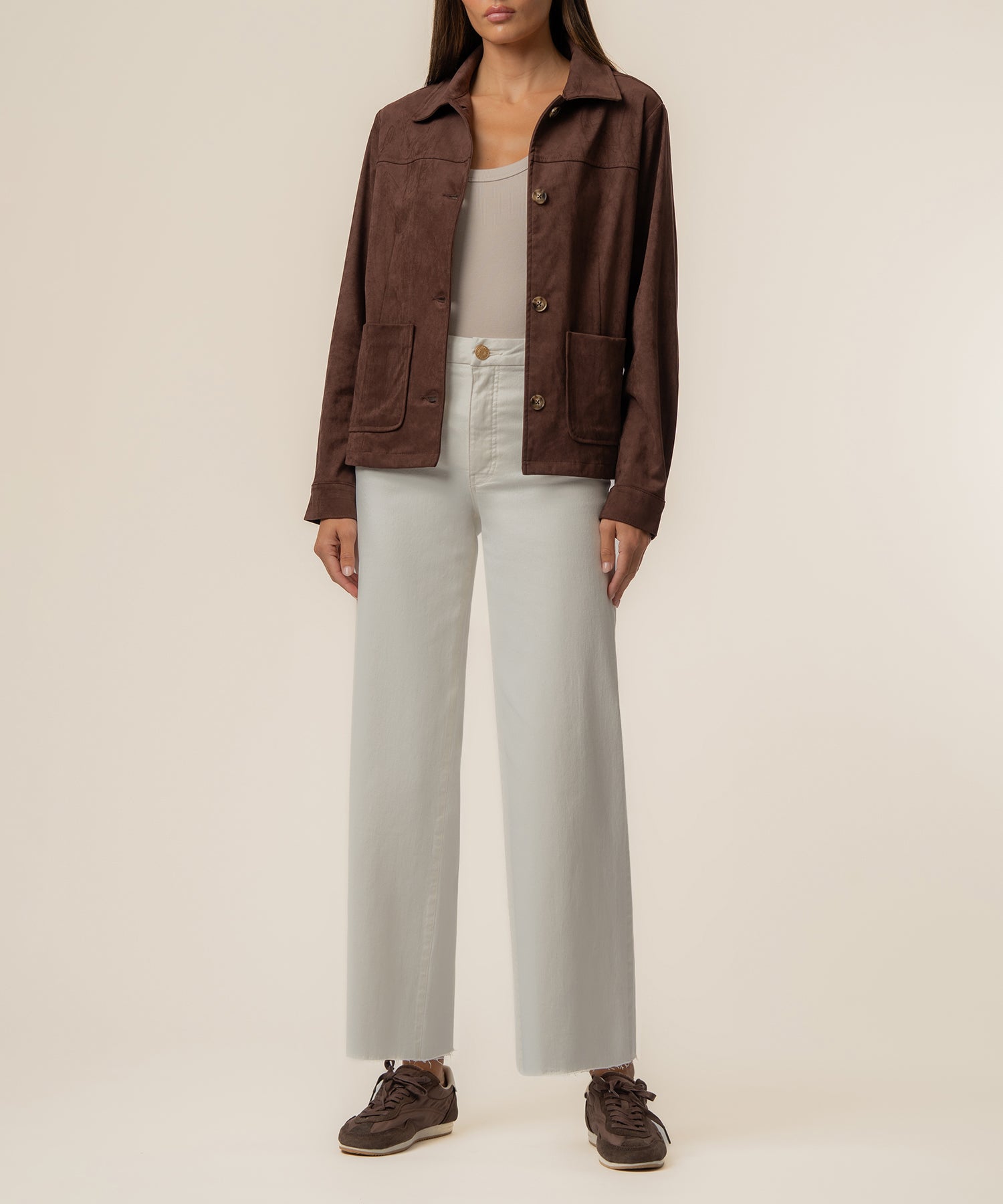 Dakota Faux Suede Jacket in Chocolate