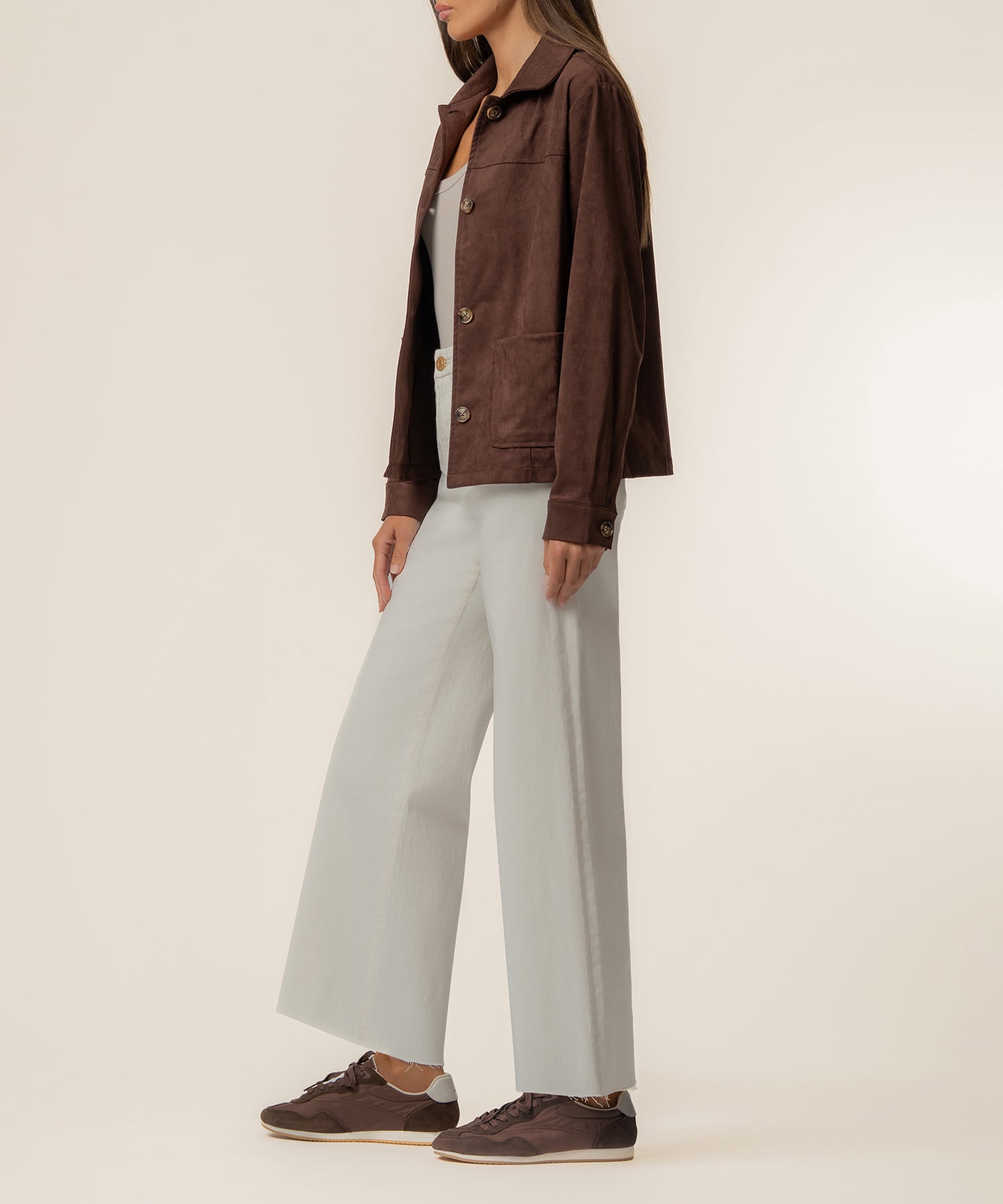 Dakota Faux Suede Jacket in Chocolate