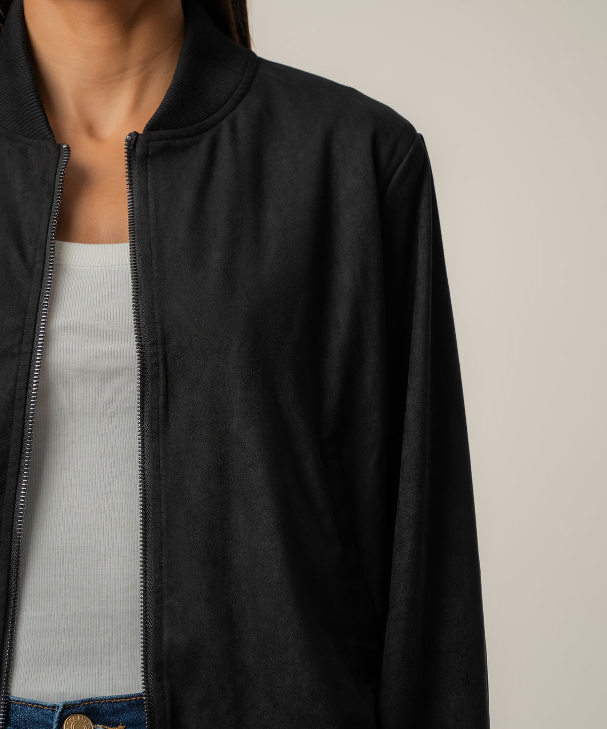 Kensie Faux Suede Jacket in Black