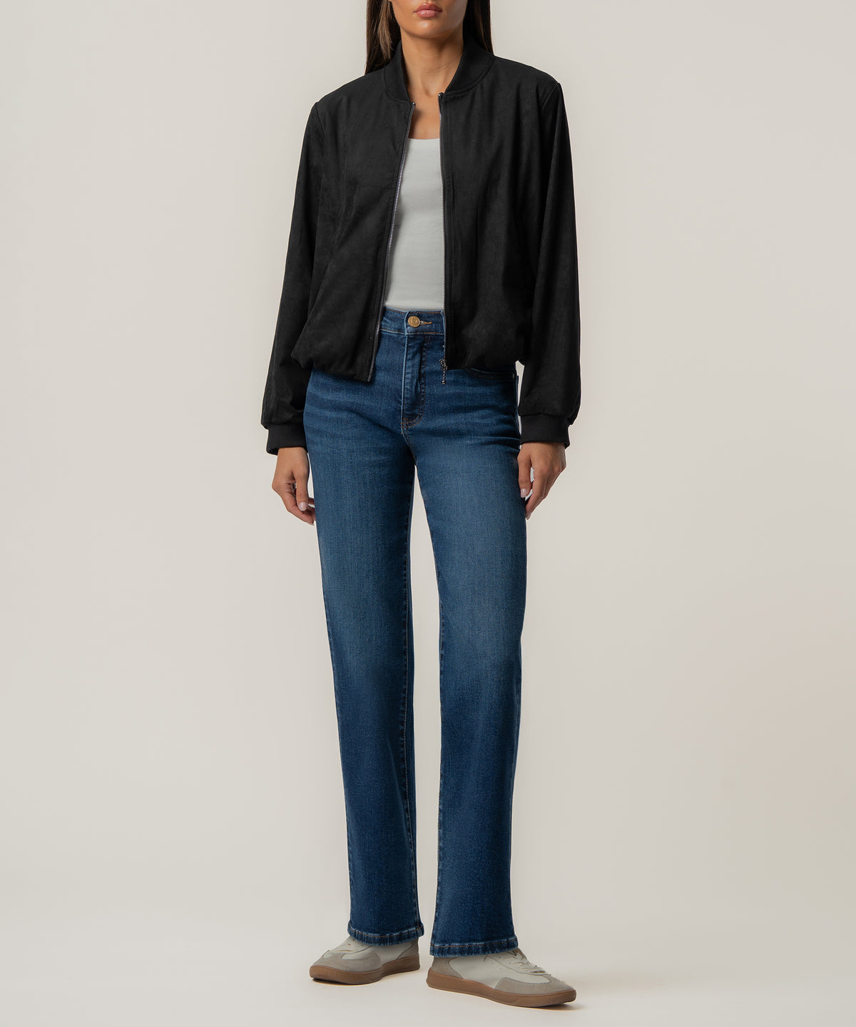 Kensie Faux Suede Jacket in Black