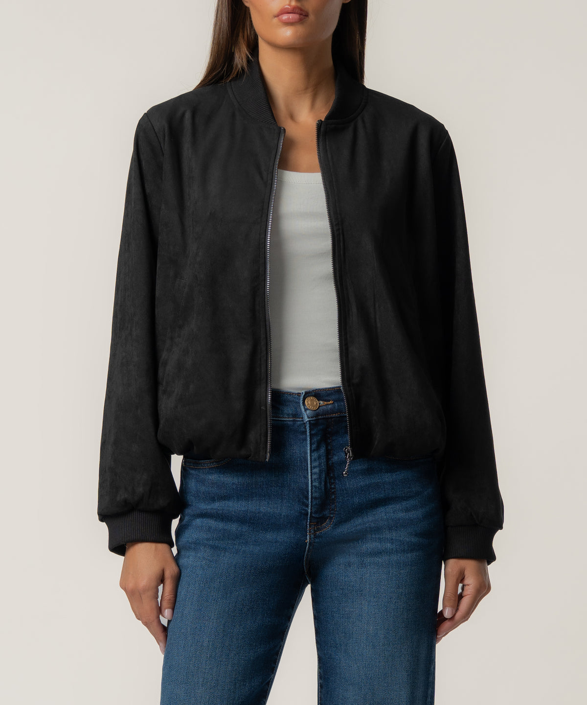 Kensie Faux Suede Jacket in Black