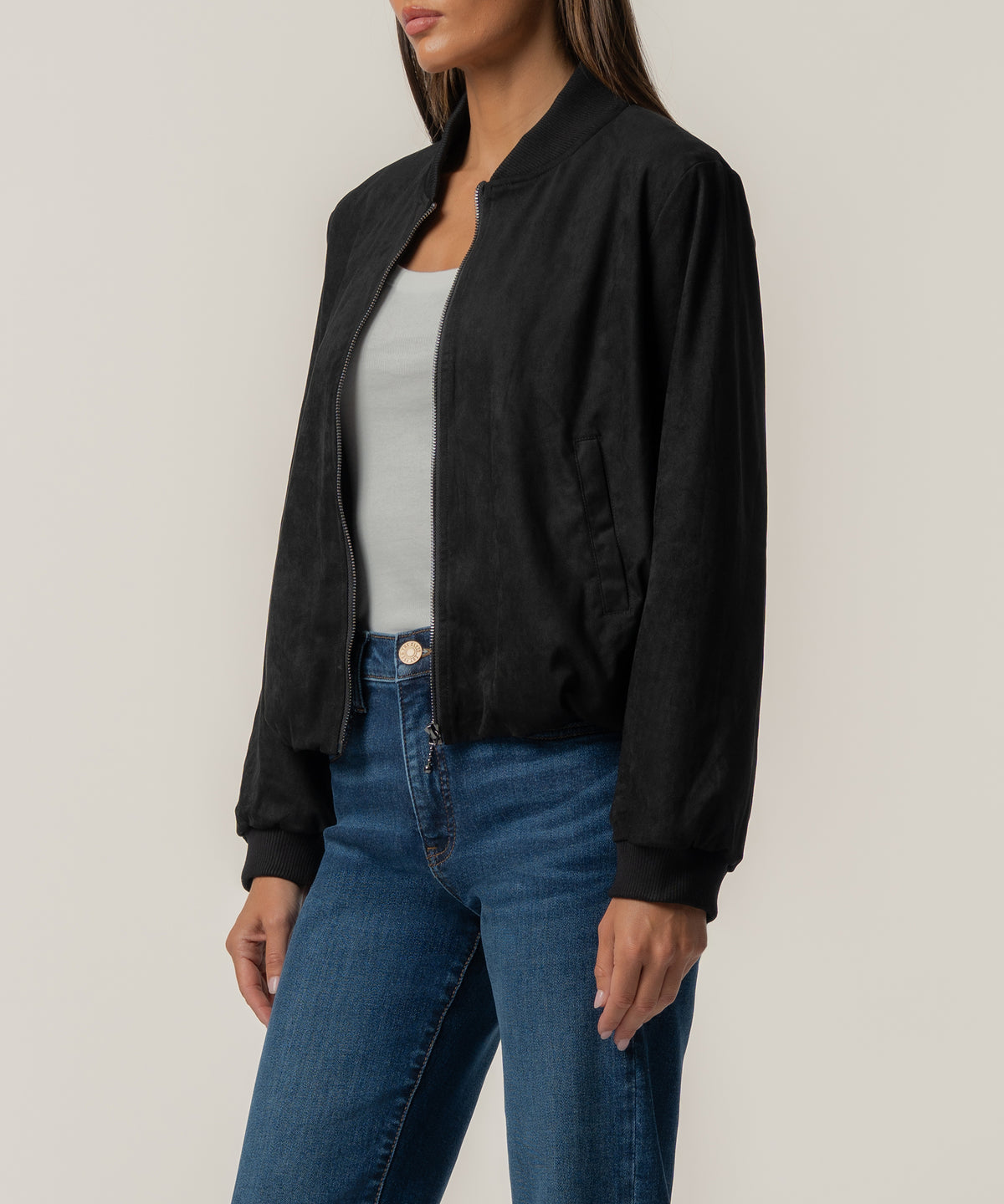 Kensie Faux Suede Jacket in Black