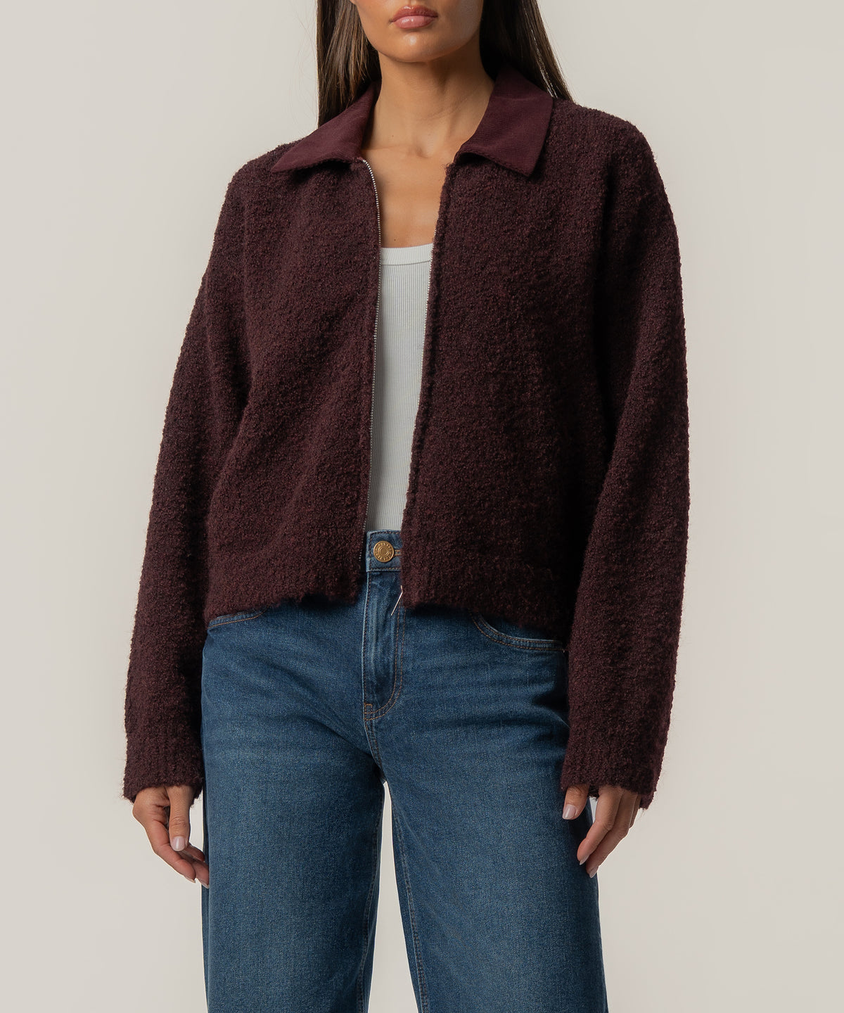 Sasha Knit Jacket in Claret