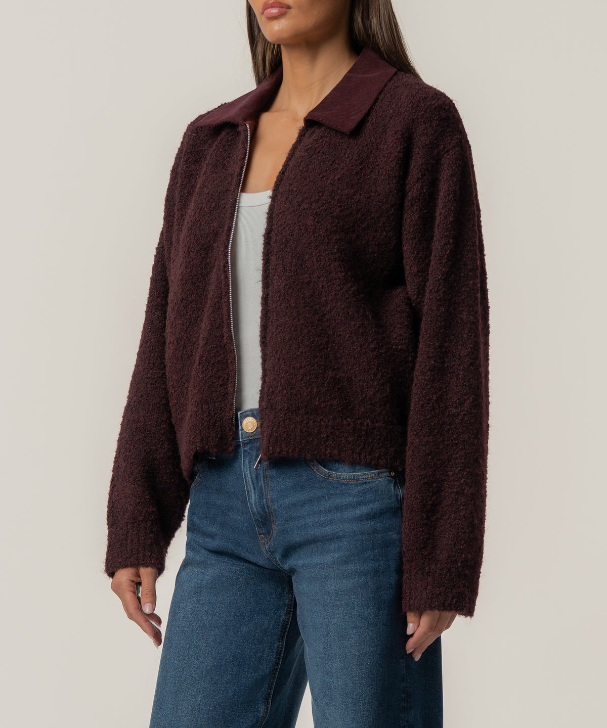 Sasha Knit Jacket in Claret
