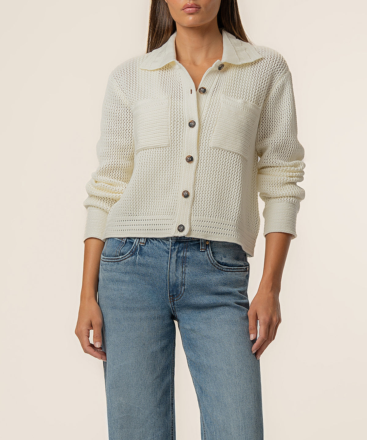 Elena Sweater Jacket in Cream