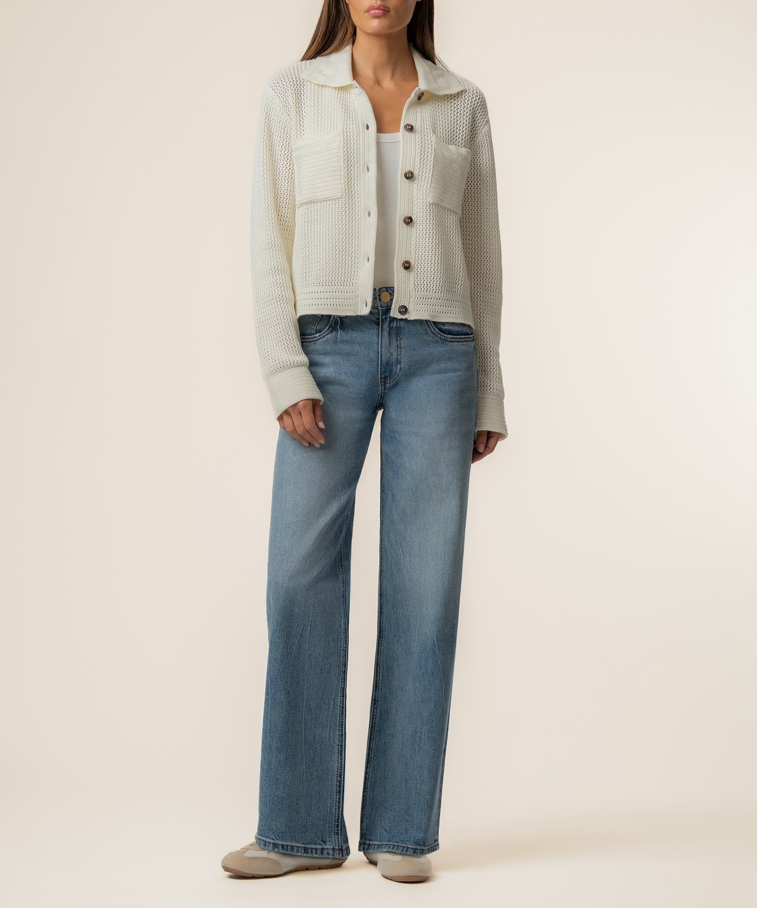 Elena Sweater Jacket in Cream