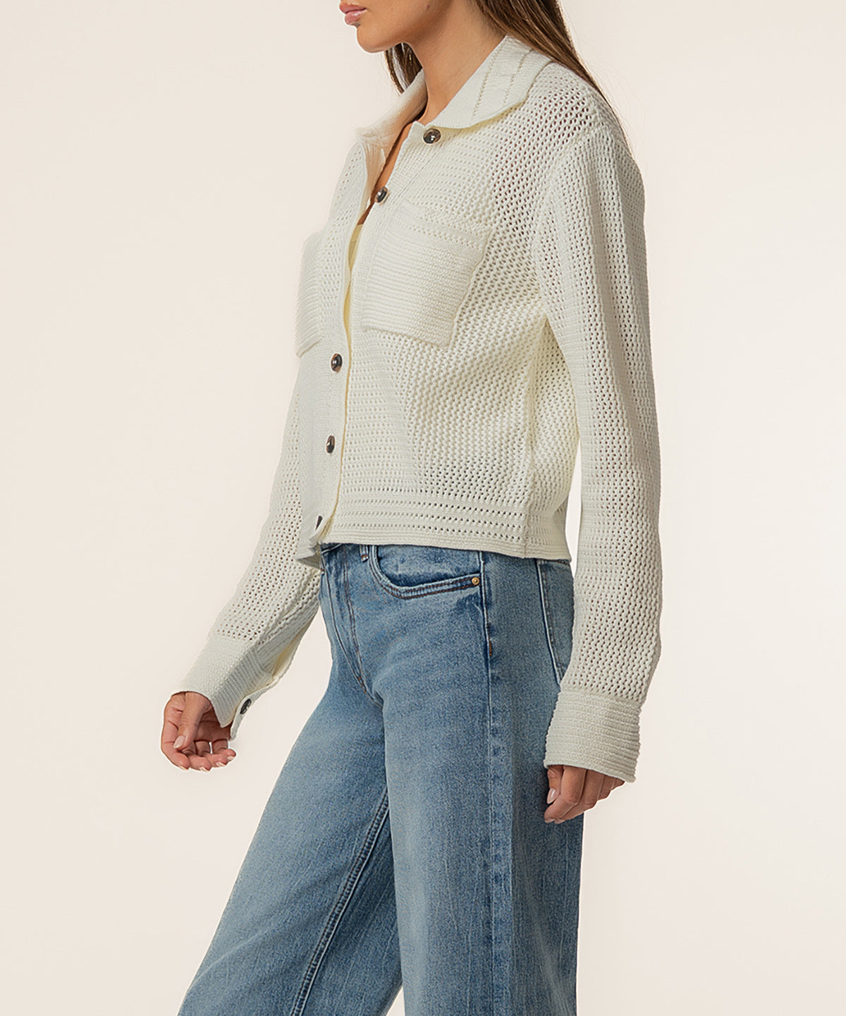 Elena Sweater Jacket in Cream