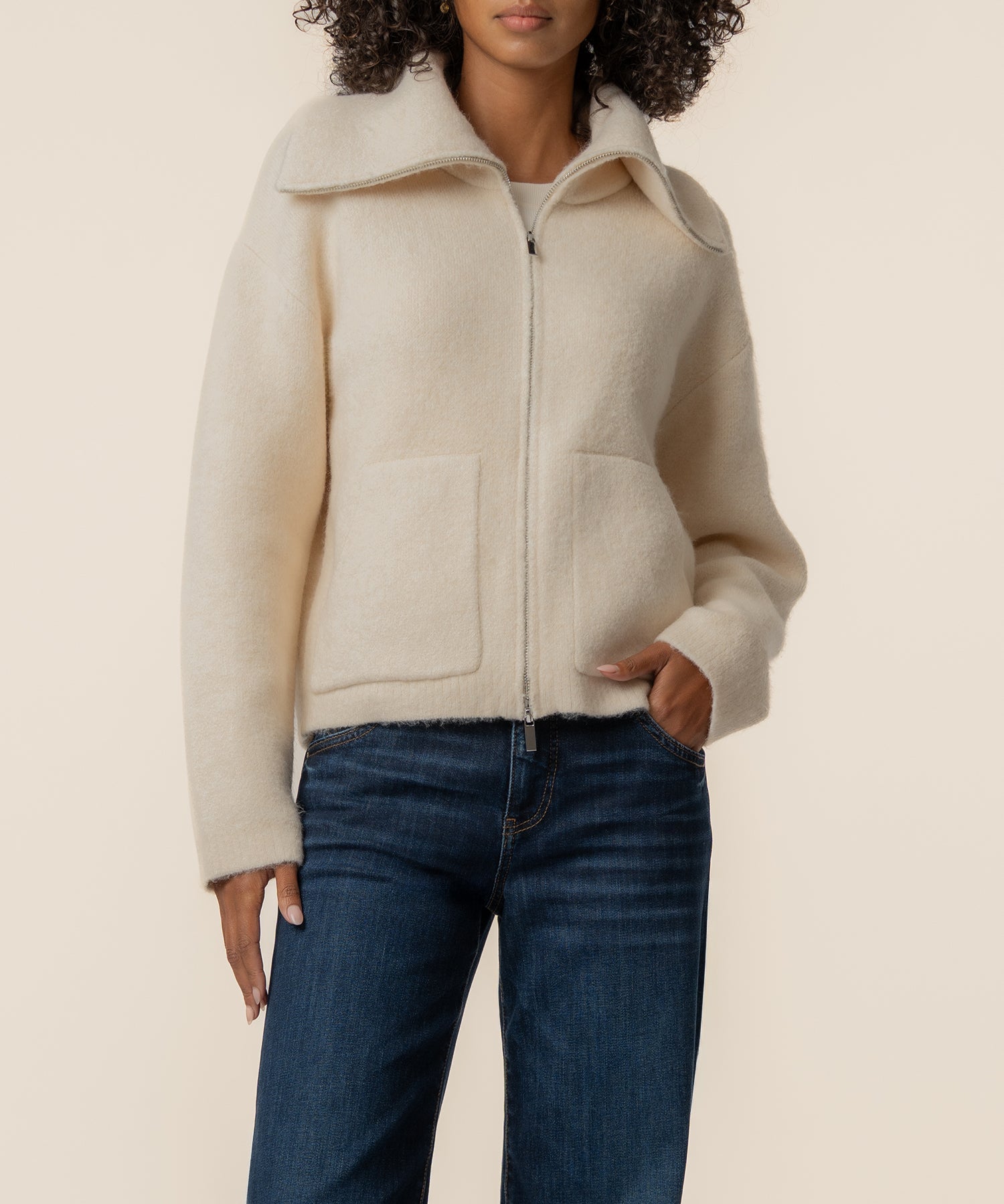 Rue Sweater Knit Jacket in Cream