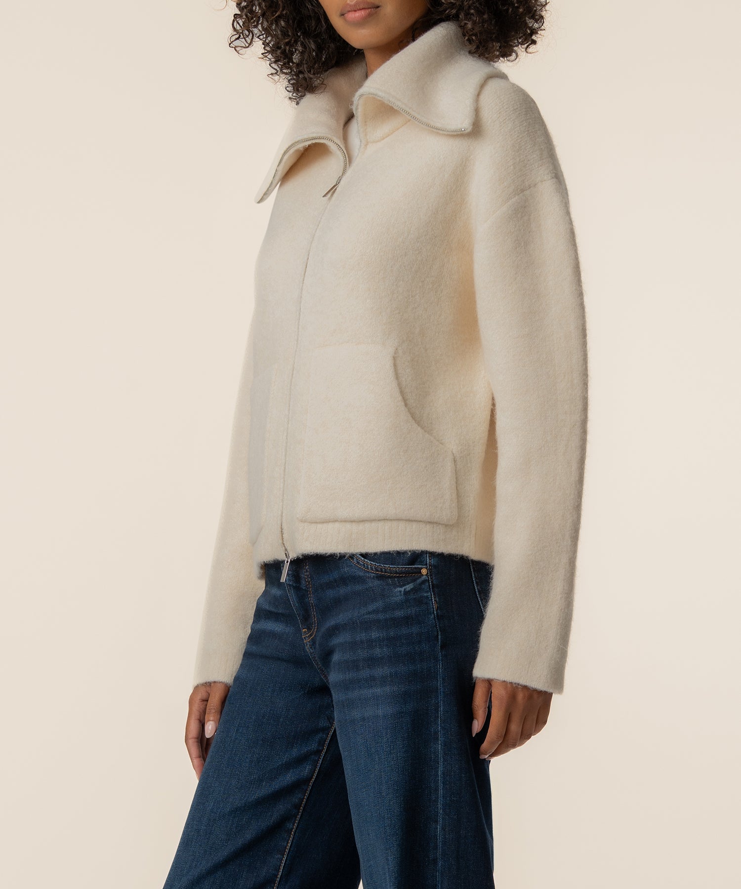 Rue Sweater Knit Jacket in Cream