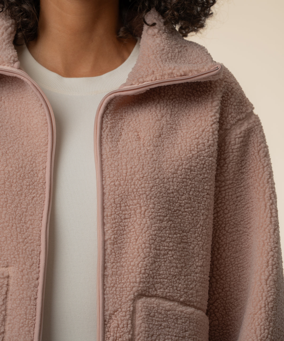 Dena Faux Shearling Jacket in Blush