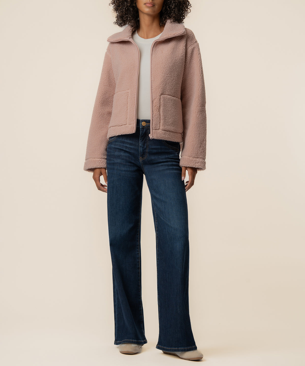Dena Faux Shearling Jacket in Blush