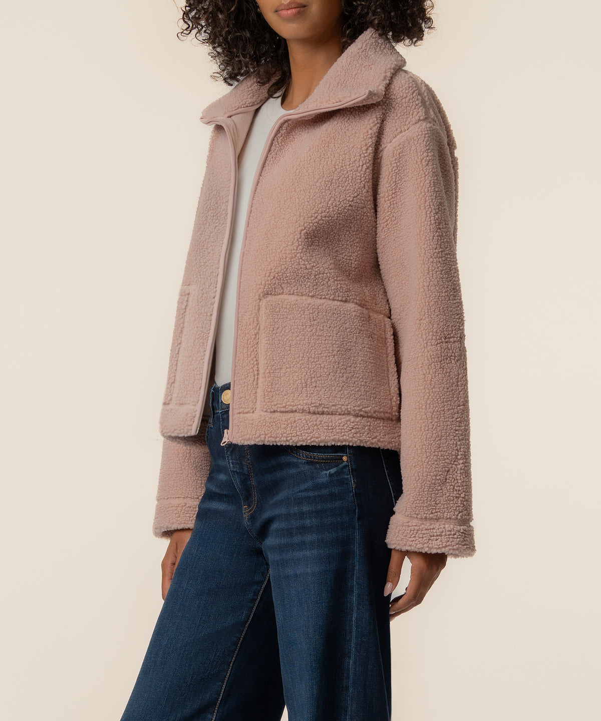Dena Faux Shearling Jacket in Blush