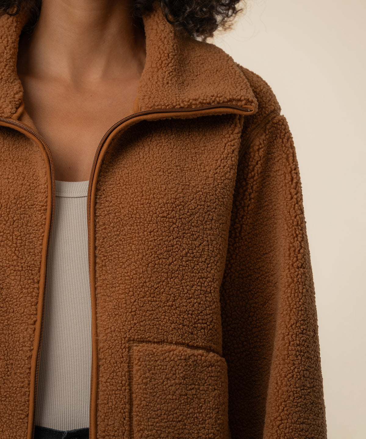 Dena Faux Shearling Jacket in Camel