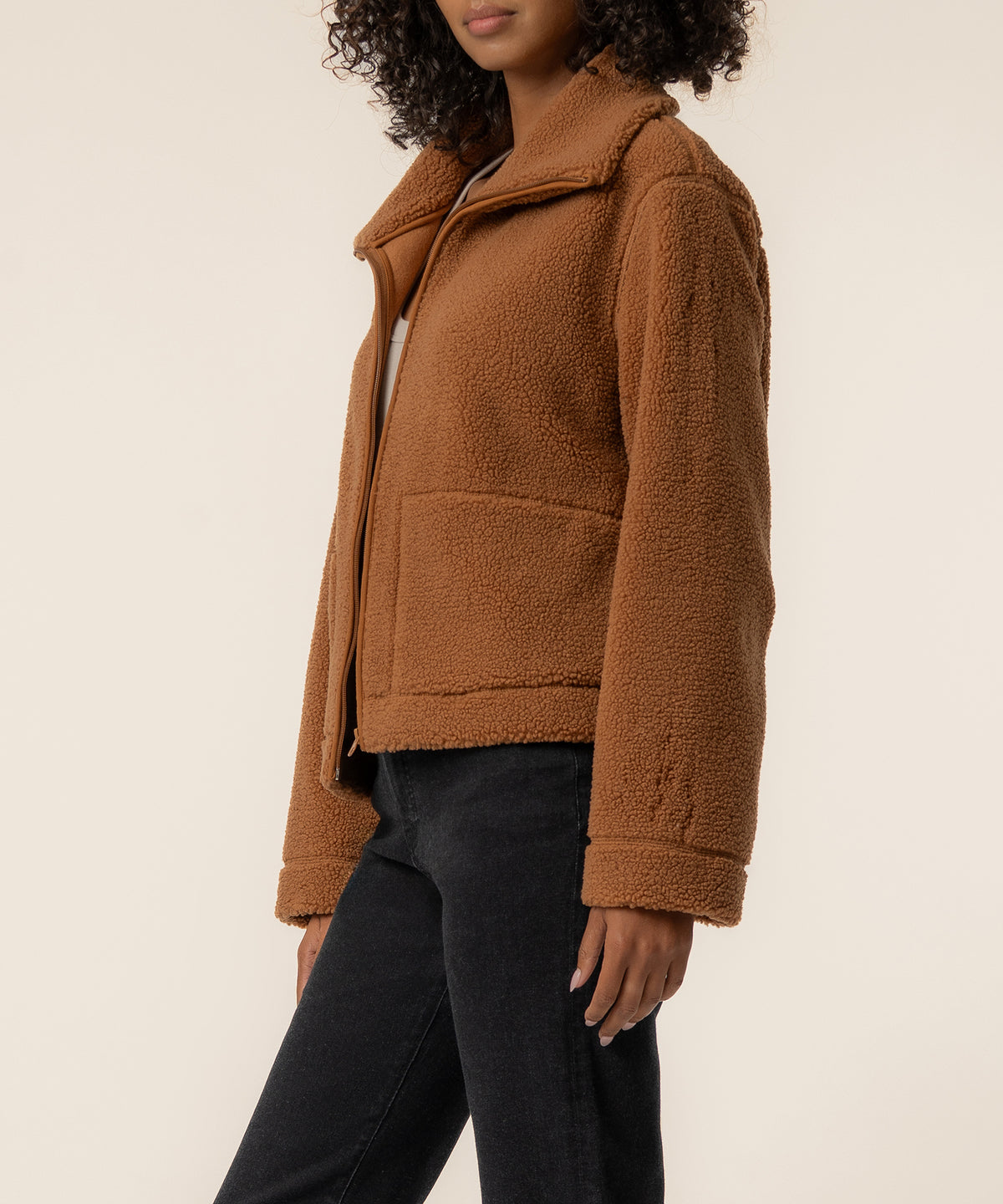 Dena Faux Shearling Jacket in Camel